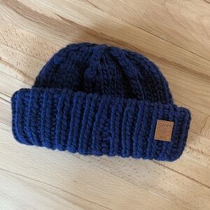 GANNI Navy Blue Knit Beanie